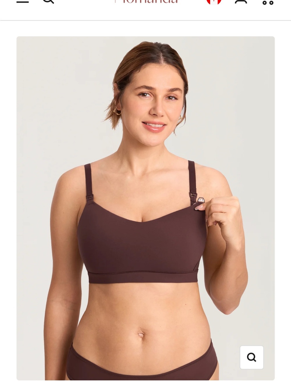 Wireless Clip-Down Nursing Bralette in Chocolate Brown